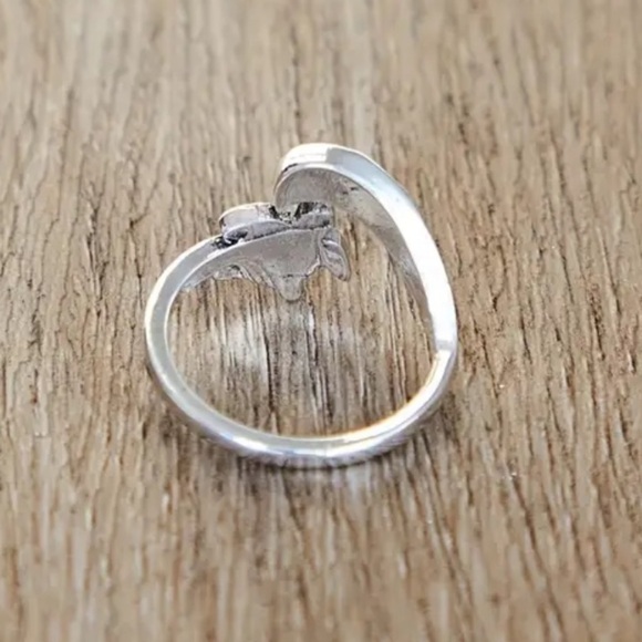 Sea Turtle and Ocean Wave Silver Tone Ring Size is Adjustable - Picture 5 of 13